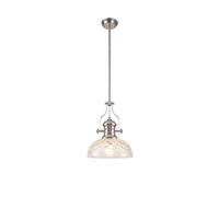 Endeavour Single Ceiling Pendant Light - Polished Nickel with Clear Cut Glass Shade