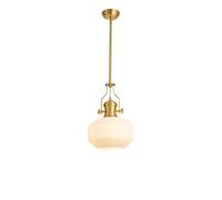 Endeavour Single Ceiling Pendant Light - Satin Gold with Opal Champfered Glass