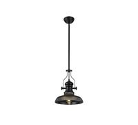 Endeavour Single Light Ceiling Pendant - Matt Black with Smoked Ribbed Glass