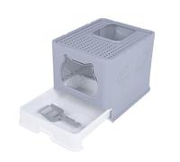 Enderated Cat Litter, Large Easy to Clean the Box Type Anti -splashing Top Input Cat Pot Robust for Indoor Cats (Grey)