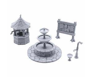 EnderToys Town Square - DND Terrain Compatible with Dungeons and Dragons, Warhammer 40k, 28mm Miniature Wargaming, Tabletop RPGs, Wargame Scenery