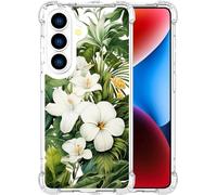 ENDIY Compatible for Galaxy S26 Cases with Design, Cute Transparent Phone Case for Women Girls Girly with Heavy Duty Protective Bumper (Clear Green Leaves Tropical)