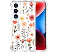 ENDIY Compatible for Galaxy S26+ Plus Cases with Design, Cute Transparent Phone Case for Women Girls Girly with Heavy Duty Protective Bumper (Clear Flowers Leaves)