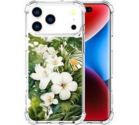 ENDIY Compatible for iPhone 17 Pro Max Cases with Design, Cute Transparent Designer Phone Case for Women Girls Girly with Heavy Duty Protective Bumper (Clear Green Leaves Tropical)