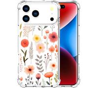 ENDIY Compatible for iPhone 17 Pro Max Cases with Design, Cute Transparent Designer Phone Case for Women Girls Girly with Heavy Duty Protective Bumper (Clear Flowers Leaves)