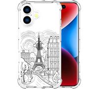 ENDIY Compatible for Iphonegirl Cases with Design, Cute Transparent Designer Phone Case for Women Girls Girly with Heavy Duty Protective Bumper (Clear Paris City Eiffel Tower)