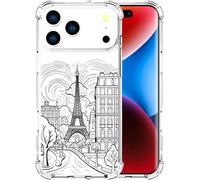 ENDIY Compatible for Iphonegirl Pro Cases with Design, Cute Transparent Designer Phone Case for Women Girls Girly with Heavy Duty Protective Bumper (Clear Paris City Eiffel Tower)