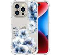 ENDIY Compatible with iPhone 16 Pro Max Cases with Design, Cute Transparent Designer Phone Case for Women Girls Girly with Heavy Duty Protective Bumper (Clear Elegant Leaves Flowers)