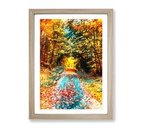 Endless Autumn Forest In Germany In Abstract Modern Framed Wall Art Print, Ready to Hang Picture for Living Room Bedroom Home Office Décor, Oak A3 (34 x 46 cm)