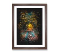 Endless Autumn Forest In Germany Paint Splash Modern Framed Print | A3 Walnut Framed Wall Art | Ready to Hang | Modern Landscape Picture | Living Room Bedroom Lounge Office