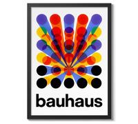 Endless Circles Poster, Bauhaus Mid-Century Modern Print, Retro Abstract Wall Art, A3 (Black Frame) - 45x32.8cm