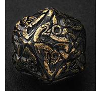 Endless Destruction (Tarnished Gold) Life counter D20 Dice Spin down Solid Metal Extra Large Extra Heavy for MTG Magic the Gathering EDH Commander Metal Counter Countdown Celtic Dice