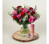 Endless Devotion Fresh Flower Bouquet With Luxury Chocolates, Romantic Mixed Roses And Seasonal Blooms, Hand-Tied Gift For Valentine’s Day, Anniversary, Birthday, Her Or Him, UK Delivery