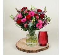 Endless Devotion Fresh Flower Bouquet With Vase, Romantic Mixed Red And Pink Roses, Hand-Tied Gift For Her, Valentine’s Day Flowers, Next Day Delivery UK, Fleur De Luxe