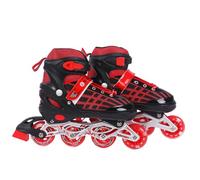 Endless EL1025 Inline Adjustable Skates Medium Size 34 EUR (UK 1.5) - 38 EUR (UK 5) for 6 to 12 Years | Red | Aluminium Chassis and 70 mm PU Wheels | Front Wheel Flash, ABEC 7 Bearings