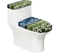 Endless Flower Fields Toilet Lid Cover Set Elasticity Soft Durable Polyester Material for Bathroom Home Decor