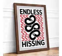 Endless Hissing Graphic Design Framed Wall Art Print A4 (29.7×21cm) Walnut, Wall Decor for Living Room, Bedroom, Office & Home, Ready to Hang, Art Gift