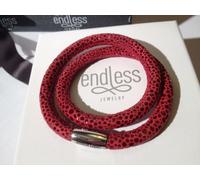 Endless J.Lopez 36cm Red Reptile Bracelet Double Strand Silver Clasp rrp £65