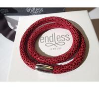 Endless J.Lopez 40cm Red Reptile Bracelet Double Strand Silver Clasp rrp £65