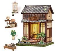 Endless Limit Book Nook Kit - DIY Miniature Japanese Tea House, 3D Wooden Puzzle Dollhouse with LED Lights, Bookend & Bookshelf Decor, Craft Gift for Family & Friends (Kirishima Cha-an)