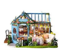 Endless Limit DIY Miniature House Construction Kit for Adults, Dollhouse Greenhouse with LED Light, 3D Puzzle Bookend Made of Wood, Model Kit, Craft Set, Bookshelf, Decoration Gifts (Rose Garden Tea