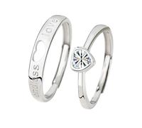 Endless Love Heart Couple Ring For Men And Women 925 Sterling Silver Promise Engagement Wedding Band His & Hers Hollow Finger Band Fashion Jewellery Gift Set Of Two Rings