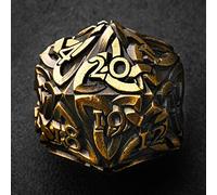 Endless Order (Antique Gold) Life counter D20 Dice Spindown Solid Metal Extra Large Extra Heavy for MTG Magic the Gathering EDH Commander Metal Counter Countdown Celtic Dice