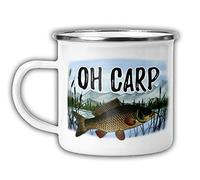 Endless Prints Fishermans Enamel Mug, Caravan Fishing Camping Cuppa Printed Drinks Cup, Fishermans Mug, Fishermans Gift, Oh Carp