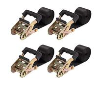 Endless Ratchet Tie Down Straps Heavy Duty Cargo Tie Downs, Durable Nylon Black Strap Down Ratcheting Securing Straps, Track Spring Fittings, Tie-Down Motorcycles, Trailer Loads, Kayak (10'x2-4pack)