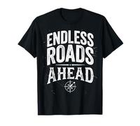 Endless Roads Ahead Vintage Compass Adventure Typography T-Shirt