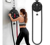 Endless Rope Machine For Home Gym,Endless Rope Trainer,Pulley System,Portable Cable Pulley System,Pulley Cable Machine With Adjustable Resistance,330lb Load Capacity, 30kg Max Resistance Black