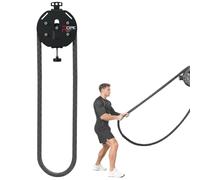 Endless Rope Pull Machine For HIIT & Functional Training - Portable, No Assembly, With 4m Steel-Core Rope. Adjust Tension From 0-20kg For All Fitness Levels(Black)