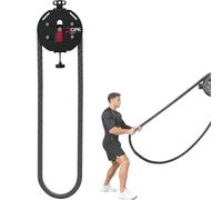 Endless Rope Pull Machine For HIIT & Functional Training - Portable, No Assembly, With 4m Steel-Core Rope. Adjust Tension From 0-20kg For All Fitness Levels(Black+Red)