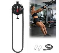 Endless Rope Pull Machine: Portable Full-Body Trainer, 20kg Adjustable Resistance, Durable Steel-Core Nylon Rope (4m), Perfect For Home, Travel, And Outdoor Fitness(Black+Red)
