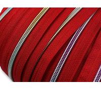Endless Spiral Rainbow Zip 5 mm Sold by the Metre with Zip (Red, 5 m + 10 Zippers)