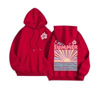 Endless Summer Casual Hoodies for Women Fashion Beach Essential Pullover Sweatshirts 2025 Graphic Hooded Tops Y2K Western Plain Comfort College Workou Aesthetic Gothic Goth Trendy Red