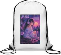 Endless Summer Vaporwave Dreamscape Gym Sack Casual Drawstring Bag White