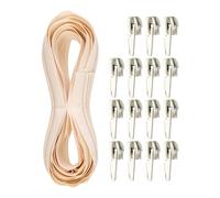Endless Zip Fastener, 330 cm Total Length, Size #5, Cream-Coloured, Non-Divisible, Width 32 mm, Tooth Width 6.5 mm, Set of 15 x Metal Zip pullers, Zip Fastener Spiral with Tags DIY