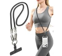 EndlesShine Phone Lanyard Crossbody 4ft (120cm) with Built-in 240W USB-C to USB-C Charging Cable Anti Theft Cell Phone Neck & Shoulder Strap Travel Essentials for iPhone 17/16/15 & Smartphones (Black)