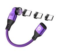 EndlesShine USB C Magnetic Adapter PD 240W 6" 1 Pack & 3 Tips, Can Be Type-C Cord Into Right Angle Magnetic USB C Charging Cable, 9PIN Magnet Charger USBC 90 Degree Adapter 180 & 360 Rotation(Purple)