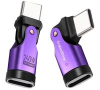 EndlesShine USB C to C Adapter Tips Right 90 Degree Bend 2 Pack PD 240W USB2.0 480Mbps Data Transfer Tips for Phone OTG Charging Adapters with LED Indicator for Type-C Devices (Purple)