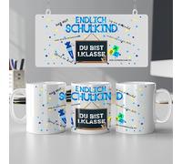 Endlich Schulkind Mug - You're 1st Class - Gift for School - Personalised - School Gift Boy Girl - School Cone ABC Start of School Mug