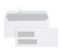 EnDoc #9 Double Window Envelopes Self Seal, 50/pack, 3 7/8 x 8 7/8" Security Tinted Envelopes for Invoices & Statements, Business Mailing Envelopes with Windows, Bright White 24lb Paper no. 9