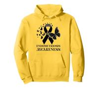Endometriosis Awareness Yellow Ribbon Butterfly Endo Warrior Pullover Hoodie