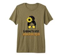 Endometriosis Warrior Women Messy Bun Sunflower Leopard Premium T-Shirt