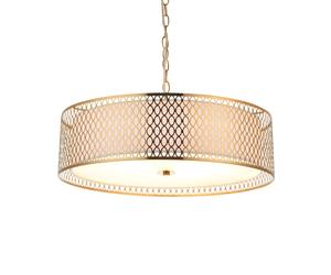 Endon 101569 Cordero 3lt Pendant Gold effect plate, white fabric & frosted glass 3 x 10W LED E27 (Required)