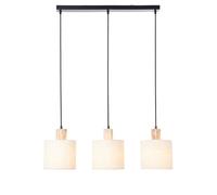 Endon 101681 Durban 3lt Pendant Natural eucalyptus wood, natural linen & matt black 3 x 10W LED E27 (Required)