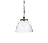 Endon 102926 Hansen Grand 1lt Pendant Antique brass plate & clear glass 10W LED E27 (Required)