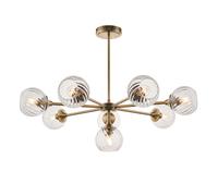 Endon 103172 Allegra 8lt Pendant Antique brass plate & clear spiral glass 8 x 7W LED E14 (Required)