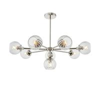 Endon 104051 Allegra 8lt Pendant Bright nickel plate & clear spiral glass 8 x 7W LED E14 (Required)
